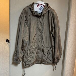 Neyelle Women's Champagne Metallic  Hooded Windbreaker Jacket Sz M